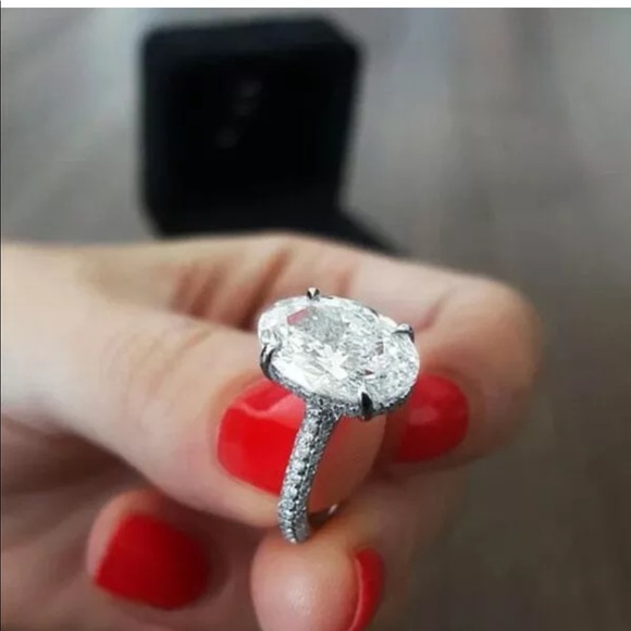 NEW 925 bridal oval engagement ring size 8 - Picture 4 of 5